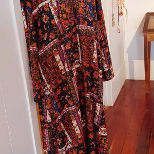 “Ladies long sleeve French viscose V-neck dress by Elena Pia NZ designed for fuller figures”