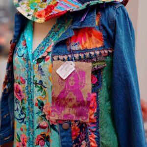 Repurposed Denim Jacket – Hand Stitched & Artistically Decorated